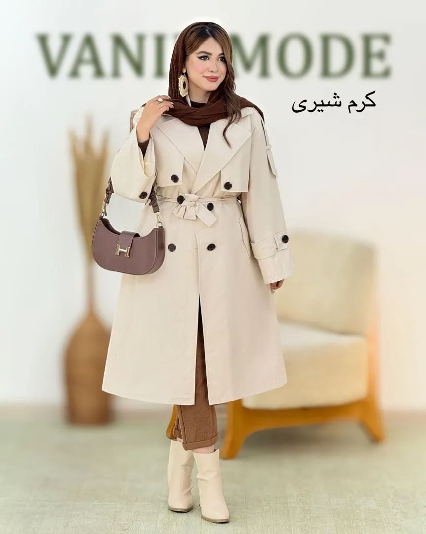 بارانی بلند سرشانه بند نما کد h816