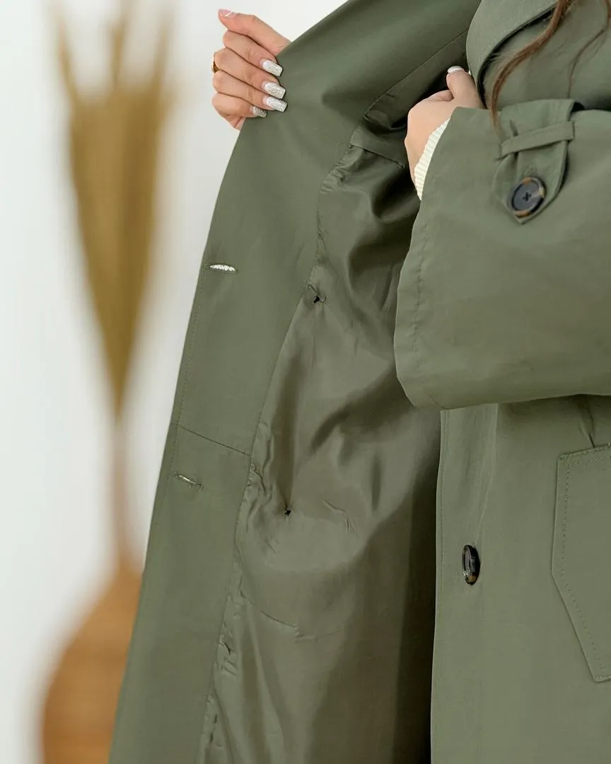 بارانی بلند سرشانه بند نما کد h816