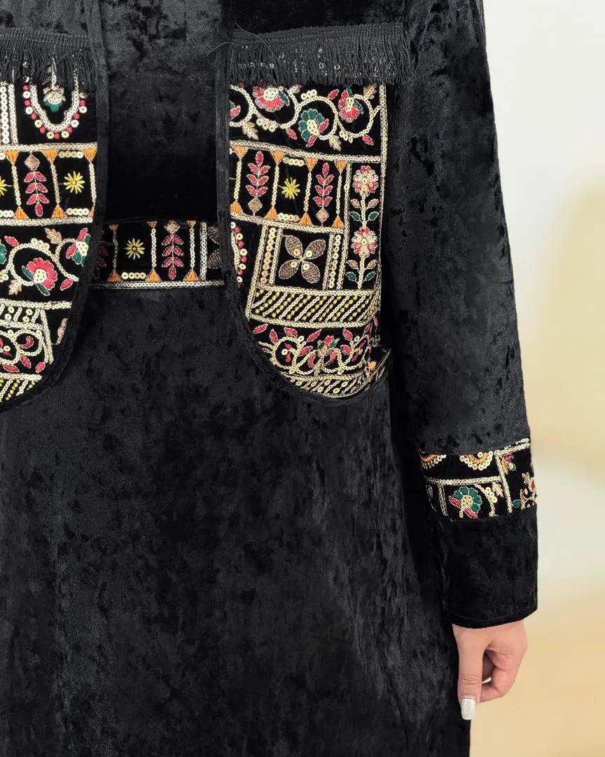 کت سارافون مخمل ریش دار کد h863