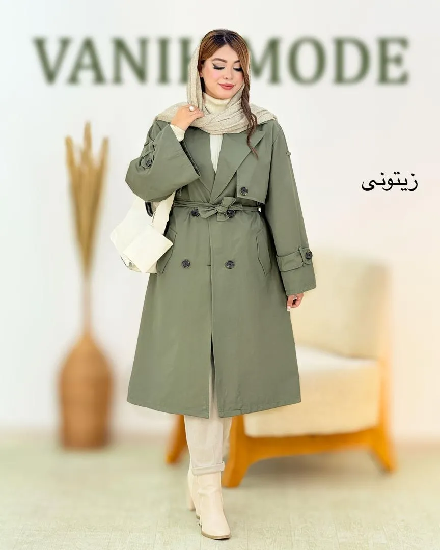 بارانی بلند سرشانه بند نما کد h816