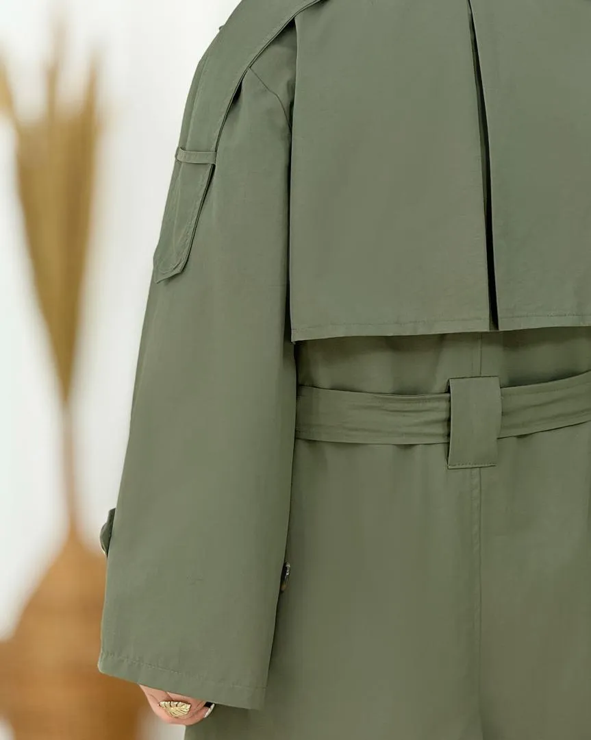 بارانی بلند سرشانه بند نما کد h816