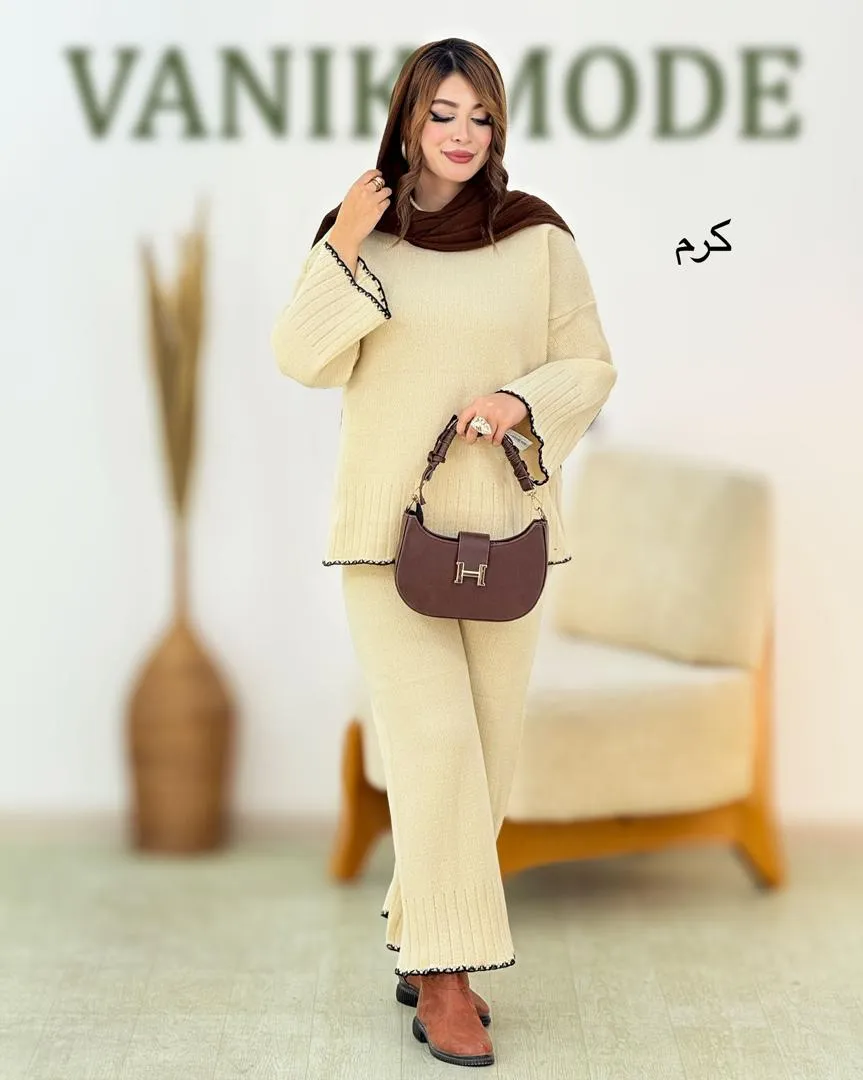 ست بلوز یقه گرد و شلوار نیم بگ کد h449