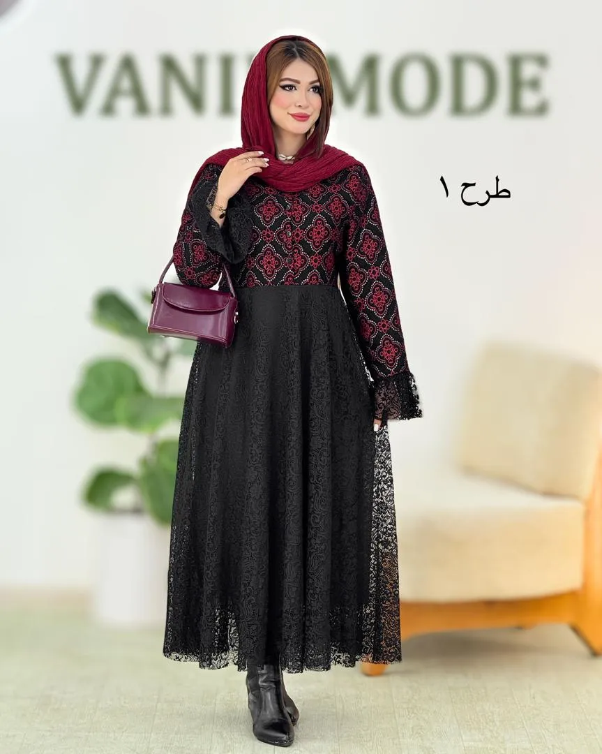 پیراهن یلدایی پایین تور دار کد h726