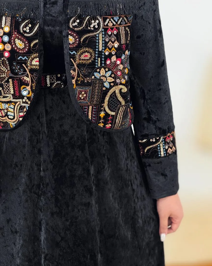 کت سارافون مخمل ریش دار کد h863