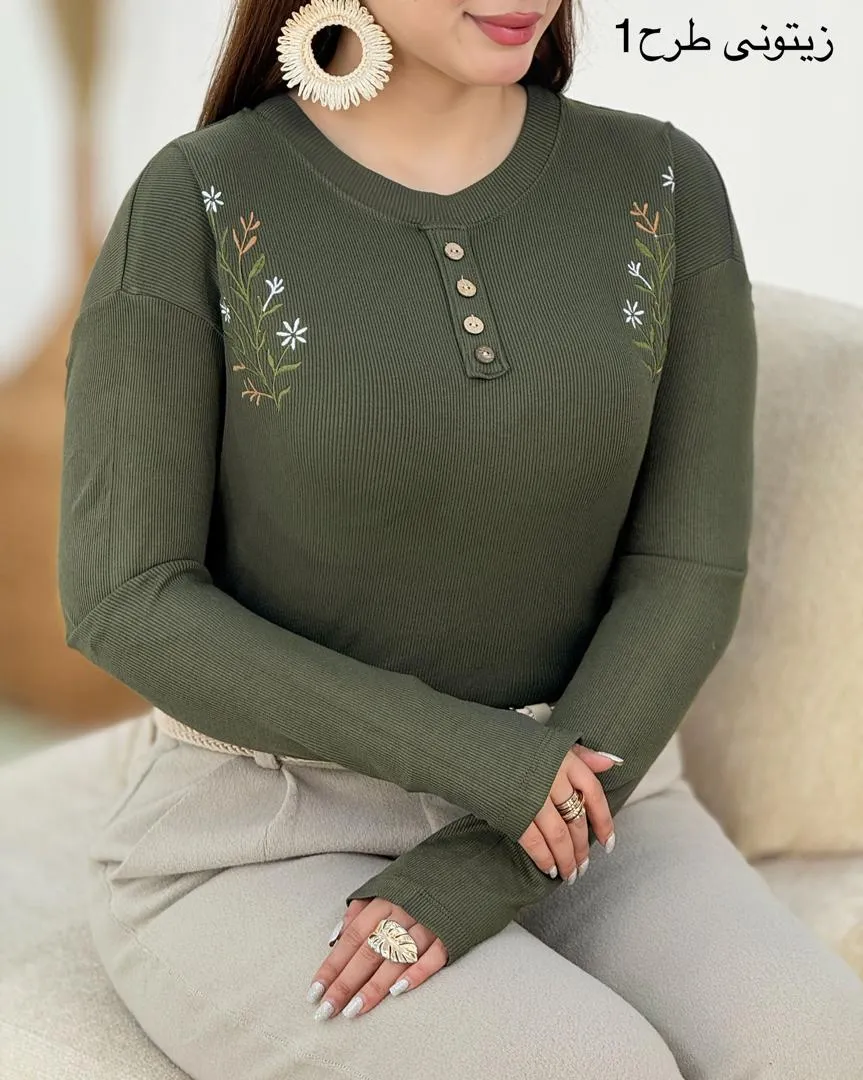 بلوز گلدوزی دکمه نما کد h875