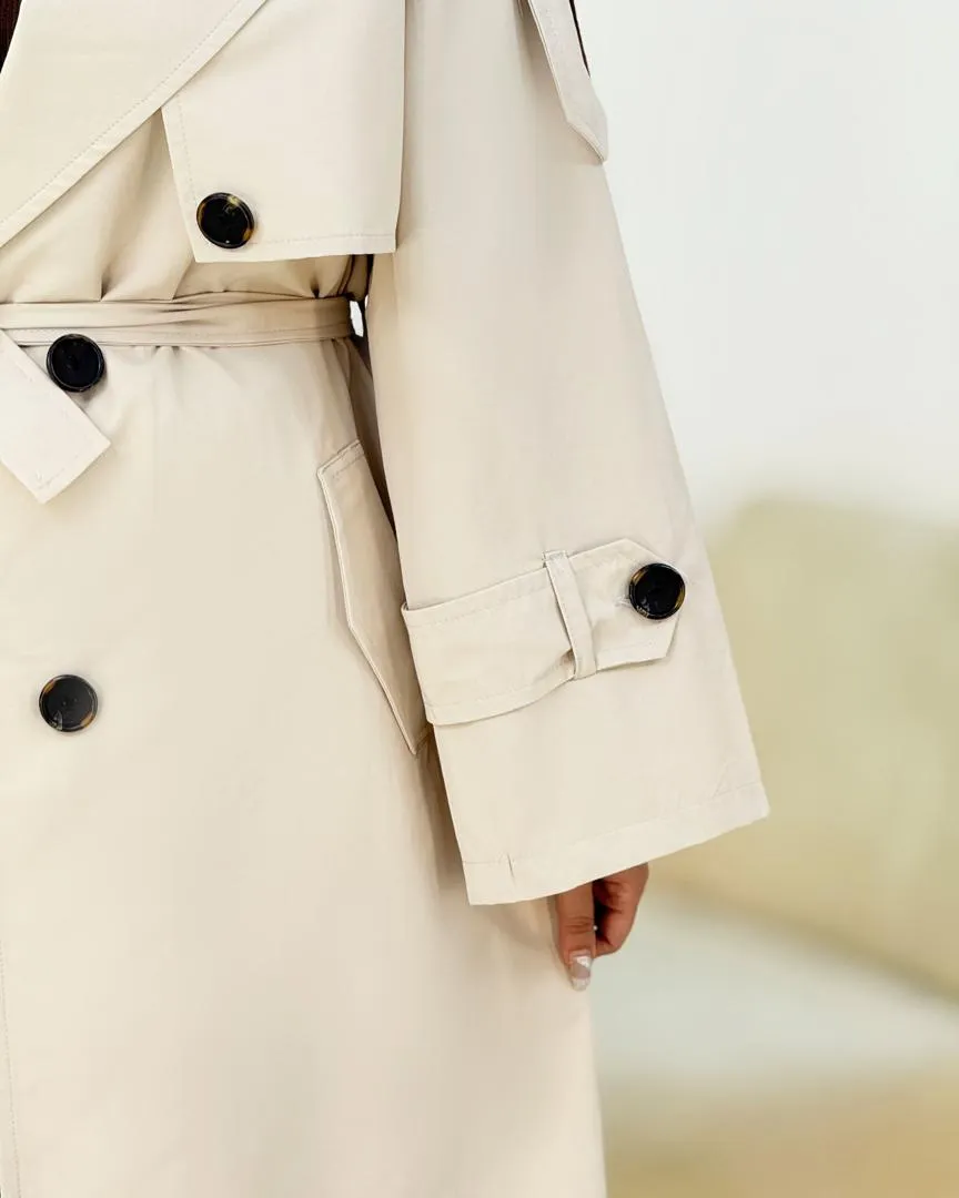 بارانی بلند سرشانه بند نما کد h816