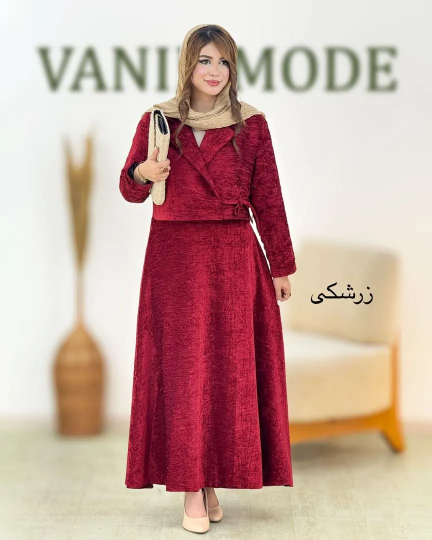 ست کت دامن آستر دار مخمل کد h890