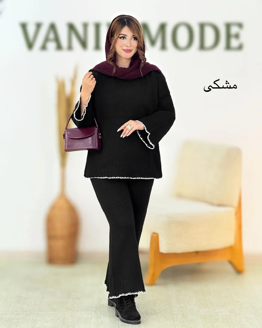 ست بلوز یقه گرد و شلوار نیم بگ کد h449