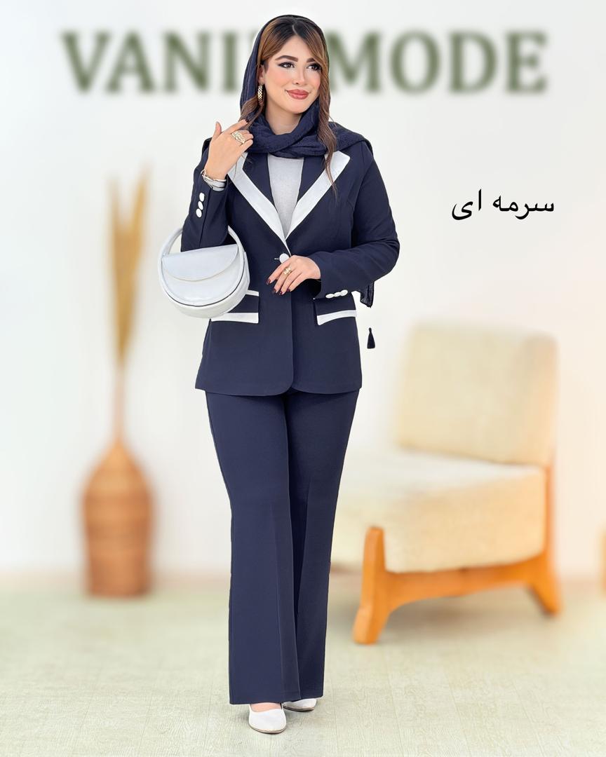 کت شلوار یقه ترکیبی کد h988
