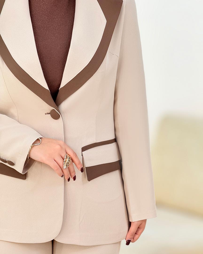 کت شلوار یقه ترکیبی کد h988