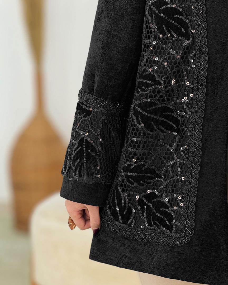 مانتو مخمل خرجکار هندی کد h972