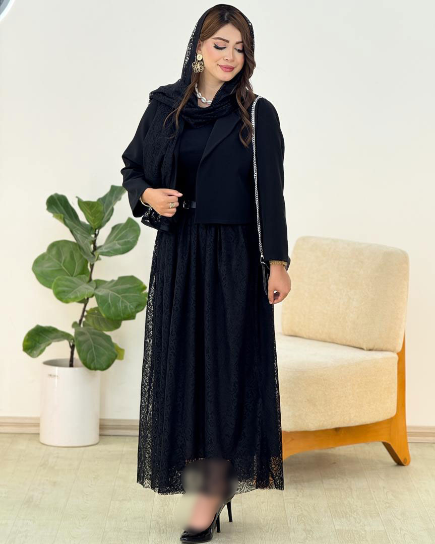 ست کت مازراتی و دامن شال گیپور کد h230