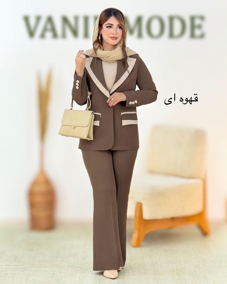 کت شلوار یقه ترکیبی کد h988