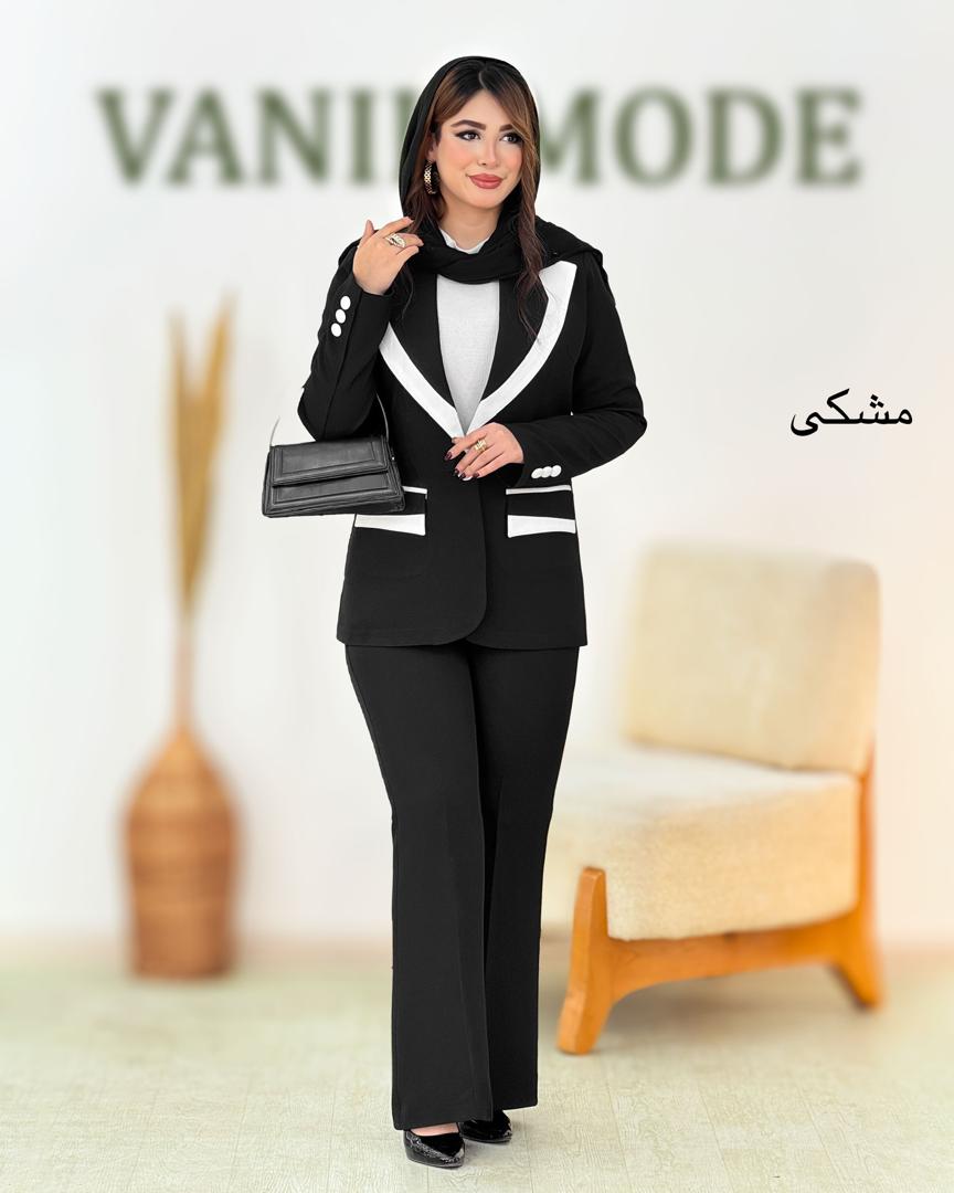 کت شلوار یقه ترکیبی کد h988