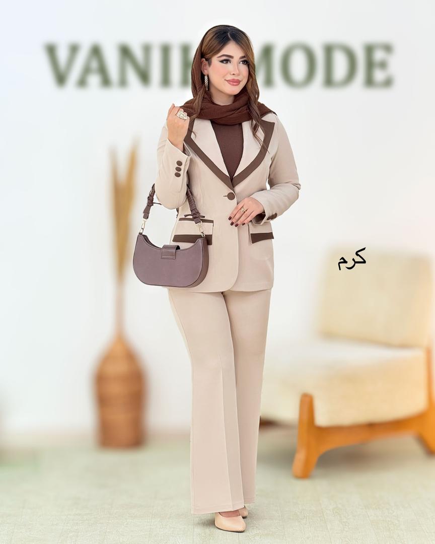 کت شلوار یقه ترکیبی کد h988