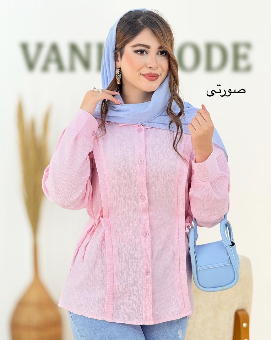 شومیز بنددار پفکی زنانه کد i018