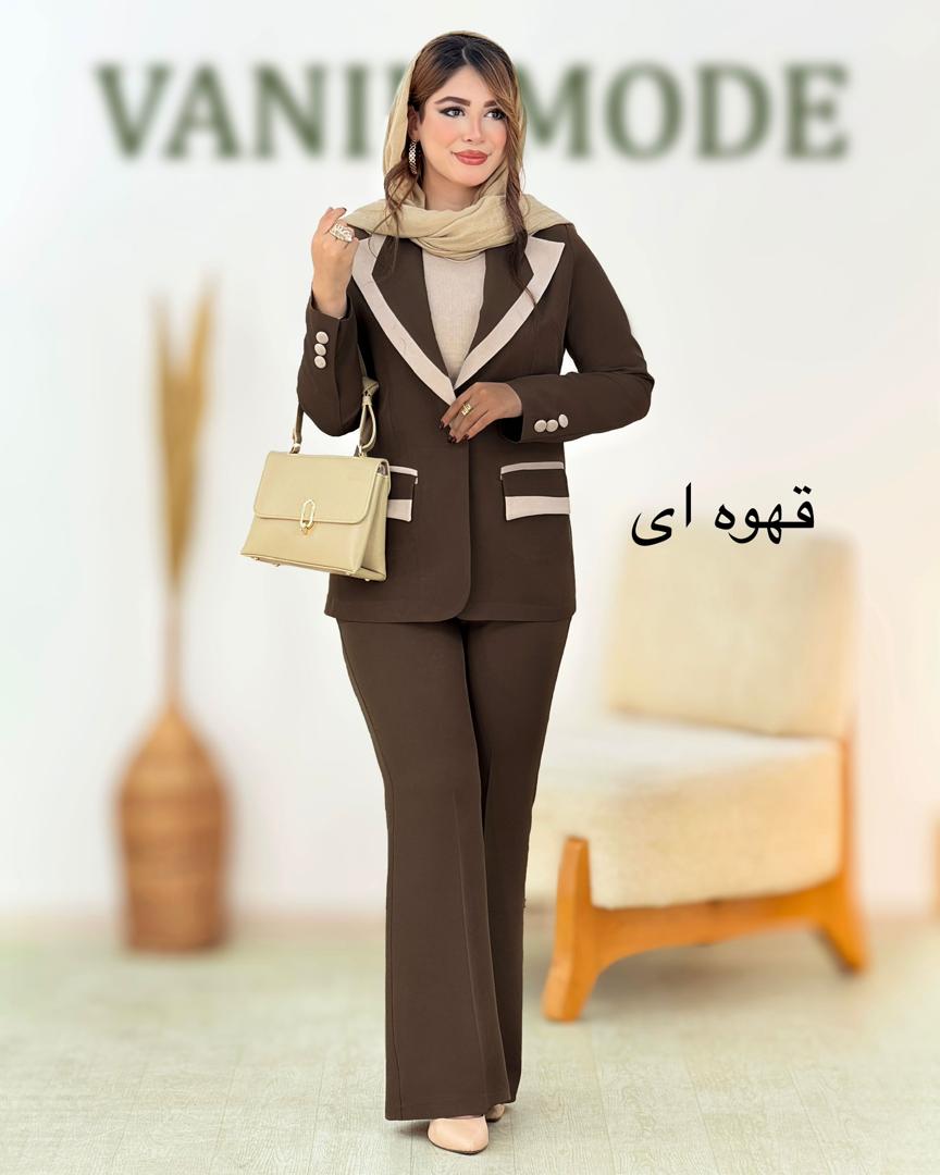 کت و شلوار یقه دو رنگ مازراتی کد i067