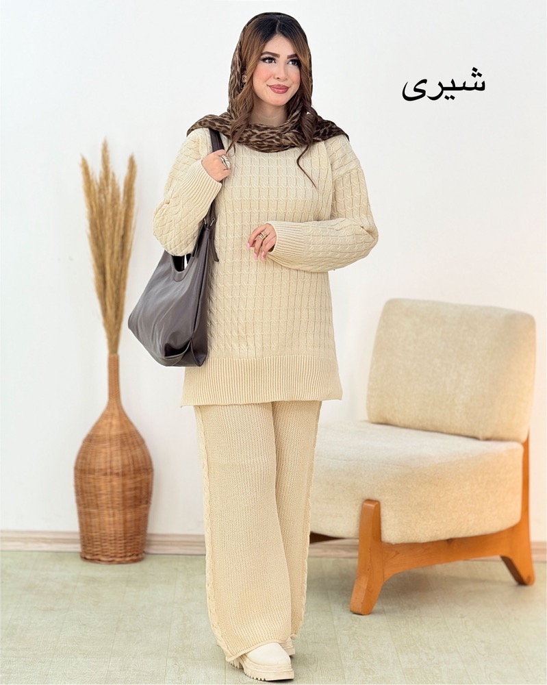 ست بلوز شلوار بغل چاکدار بافت کد h533