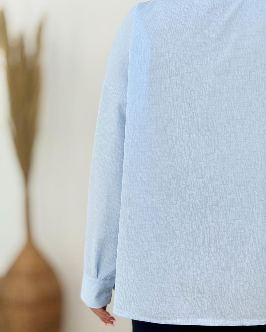 شومیز بنددار پفکی زنانه کد i018