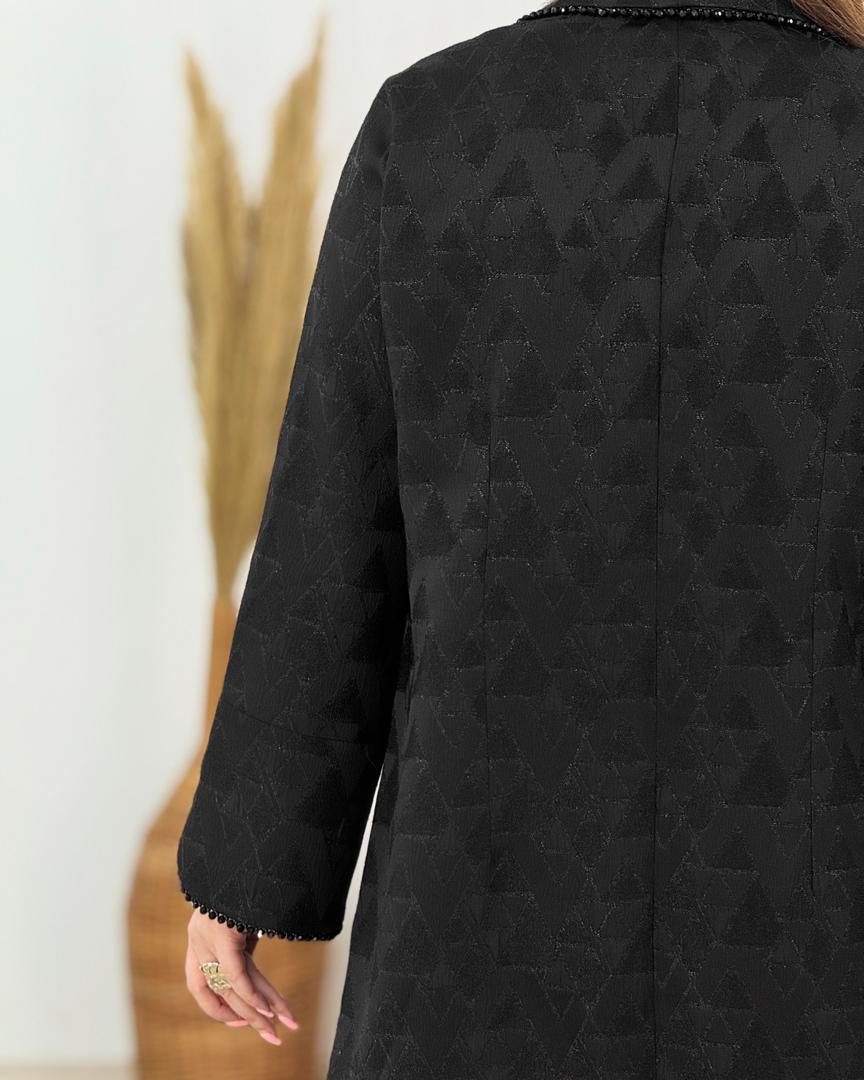 مانتو ژاکارد مشکی مجلسی سنگدوزی کد i110