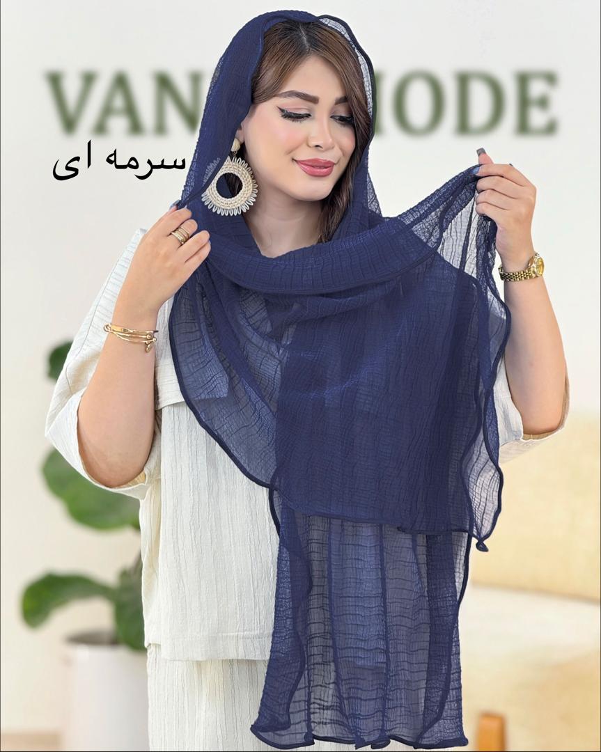 شال نخی قواره بلند دالبرد دار کد i081