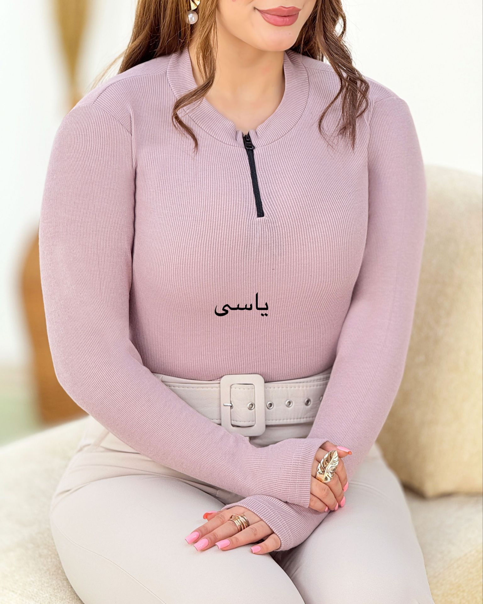 بلوز نیم زیپ یقه سه سانت کد H405