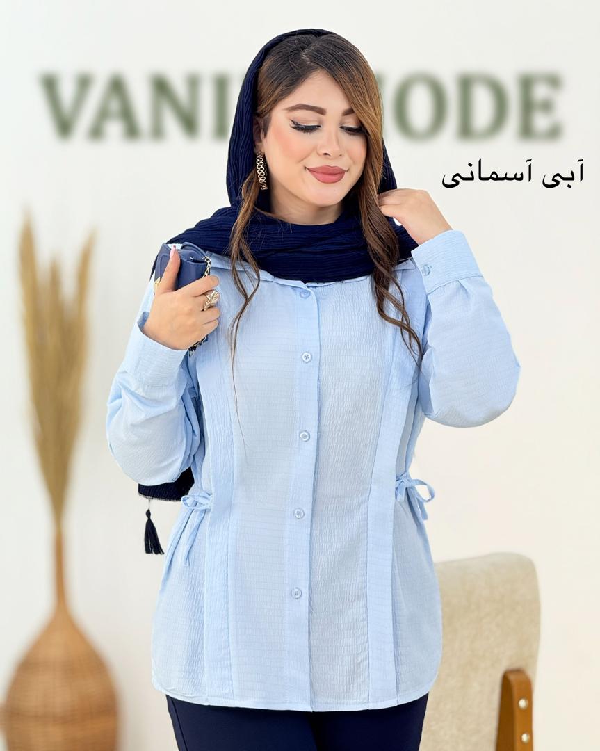 شومیز بنددار پفکی زنانه کد i018