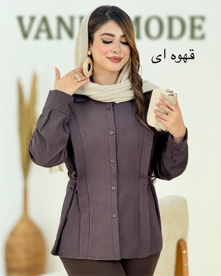 شومیز بنددار پفکی زنانه کد i018