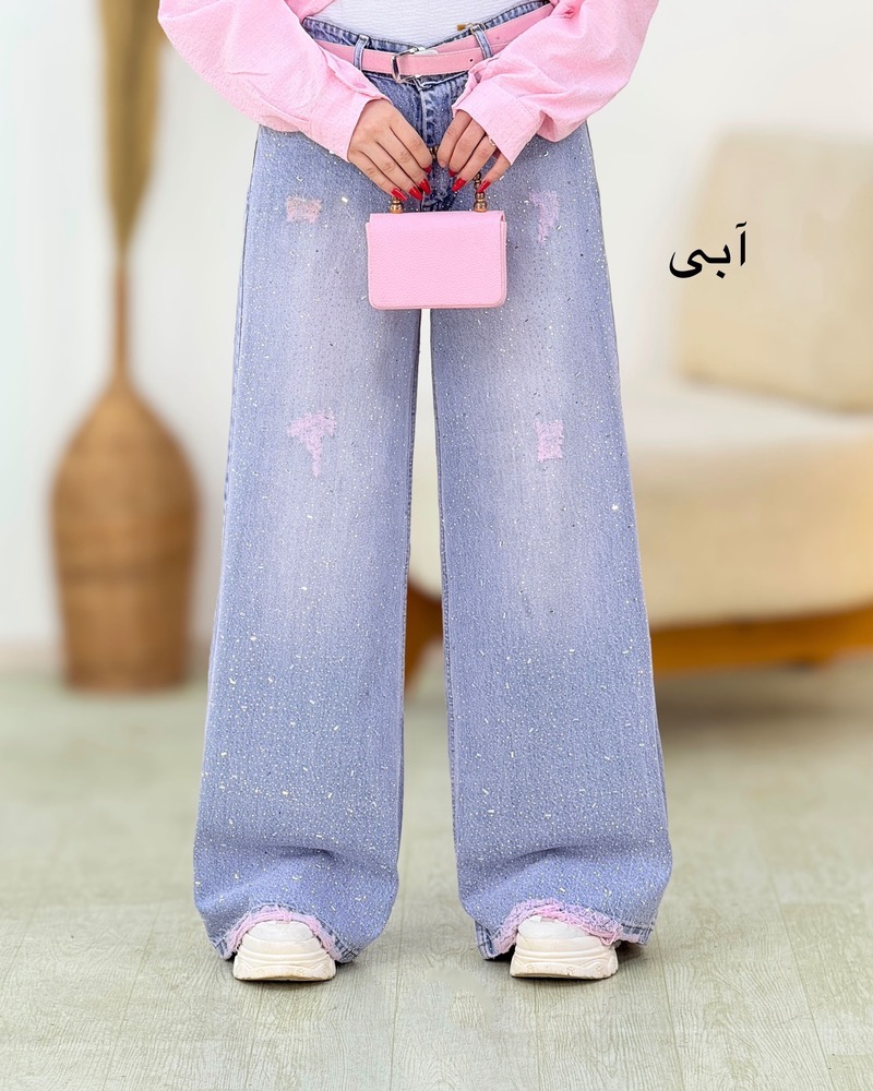 شلوار فول بگ نگین دار و ریش دار زنانه کد i086