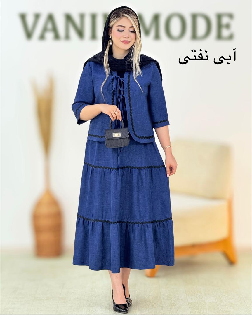 کت و دامن شانتون بنددار مجلسی کد i177