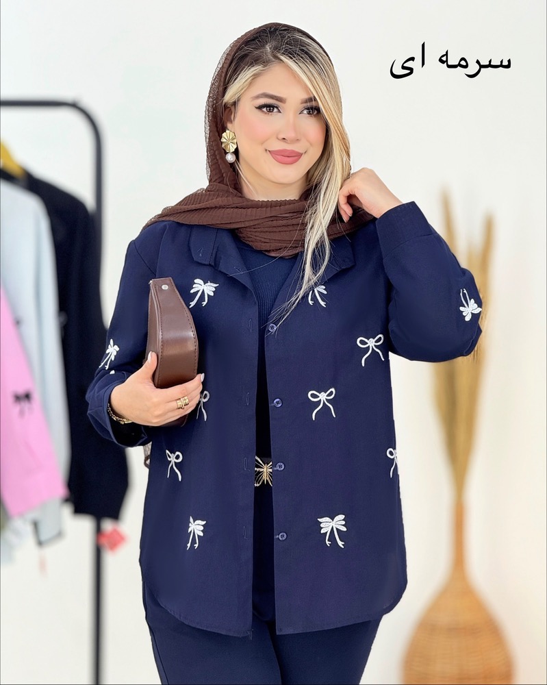 شومیز لینن گلدوزی پاپیون کد i200
