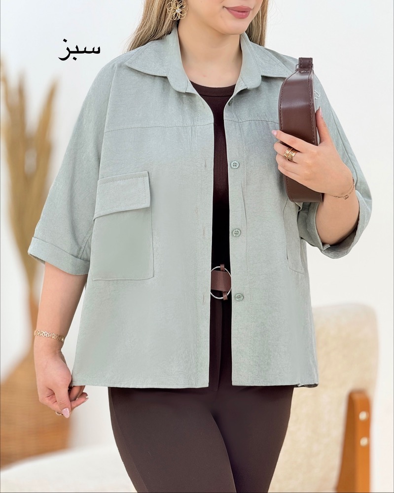 شومیز جلو جیب یقه مردانه کد i287