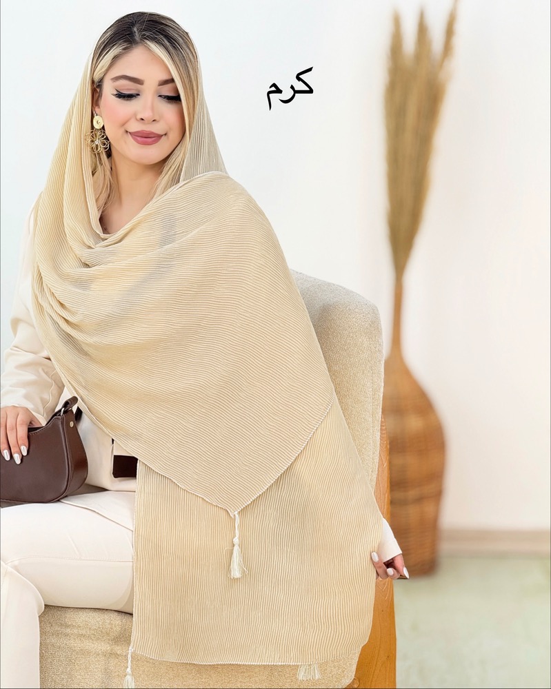 شال پلیسه منگوله دار دورلمه کد g500