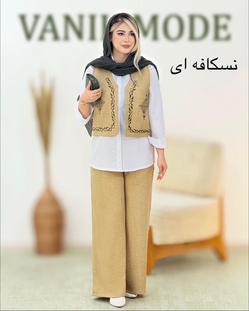 ست شومیز جلیقه شلوار گلدوزی کد i167