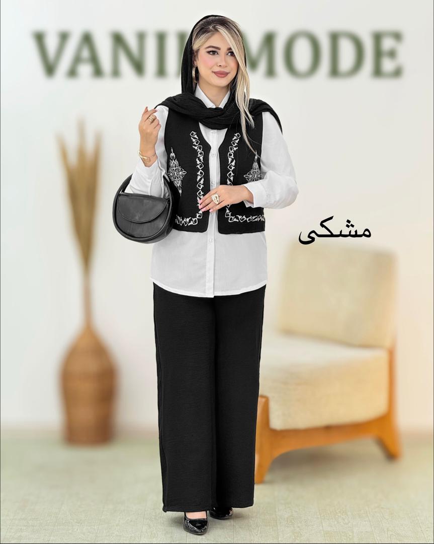 ست شومیز جلیقه شلوار گلدوزی کد i167