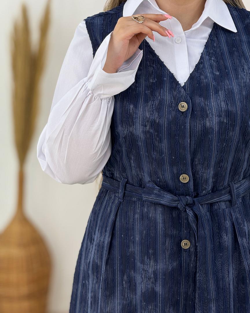 شومیز و سارافون دکمه دار مجلسی کد i164