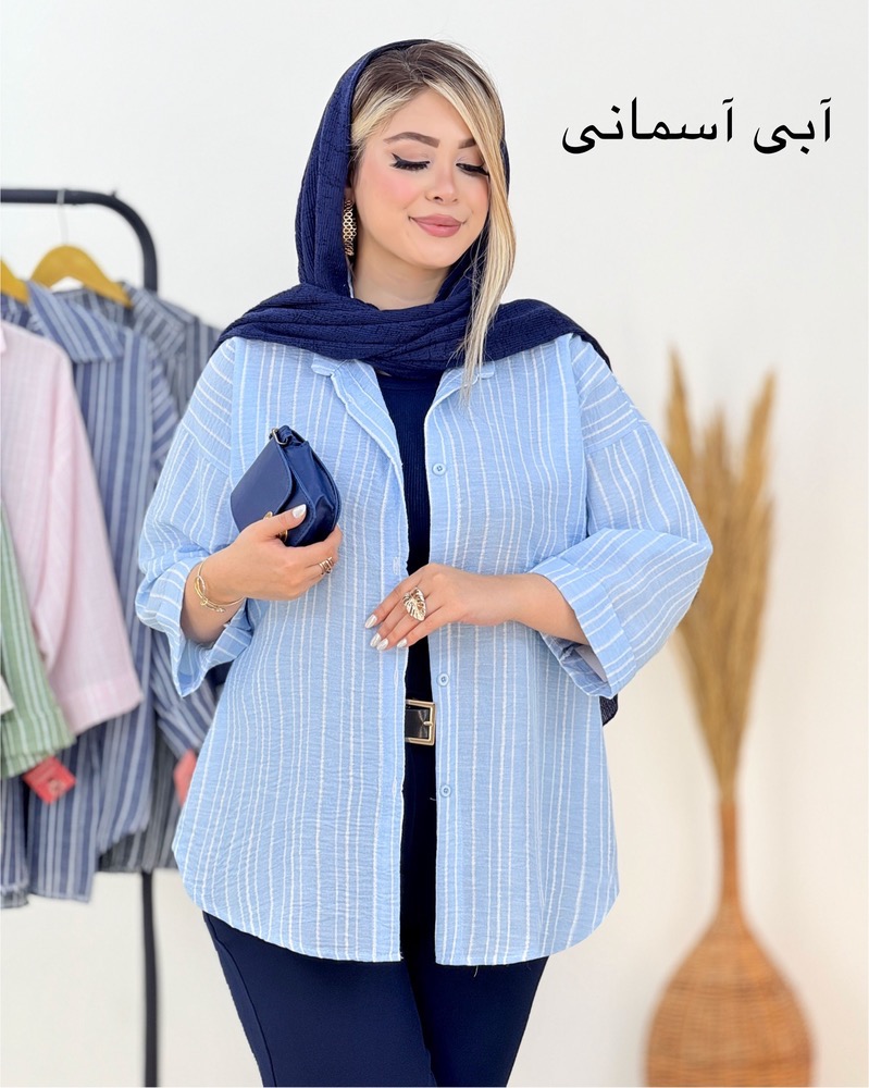 شومیز لینن راه راه کد I208