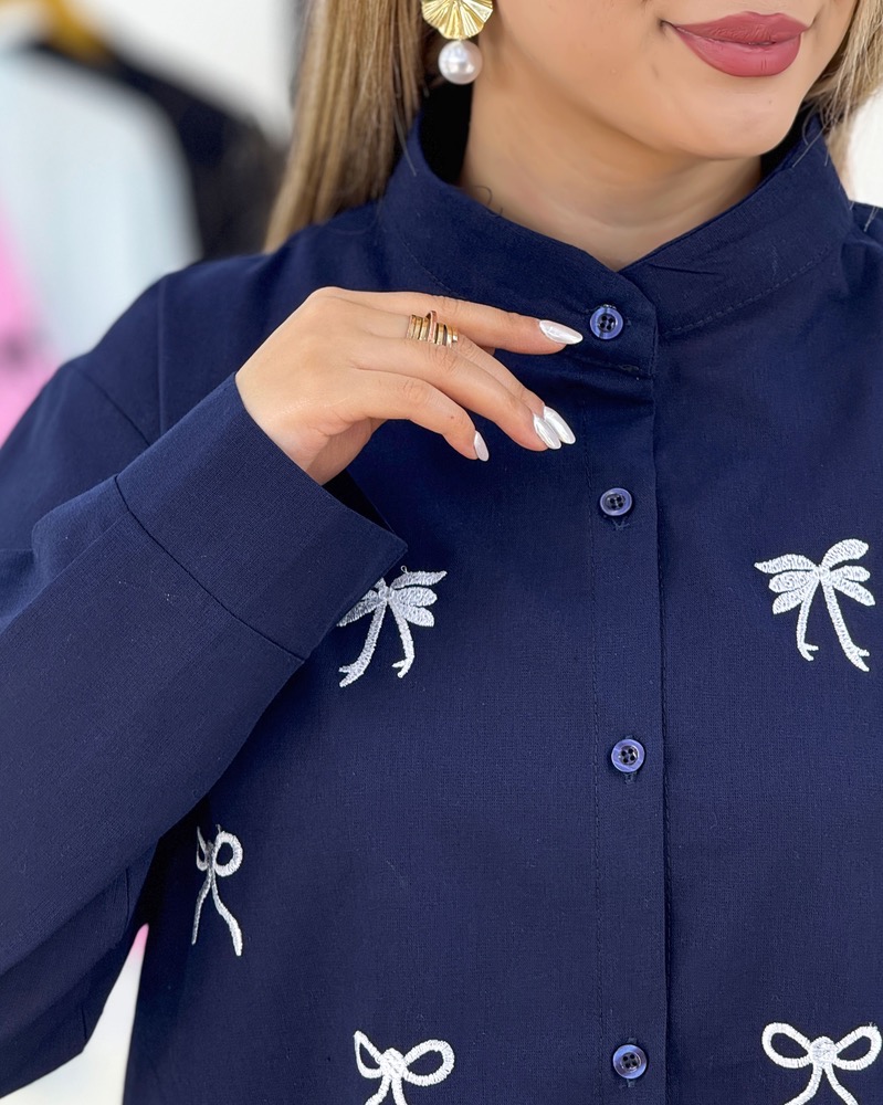 شومیز لینن گلدوزی پاپیون کد i200