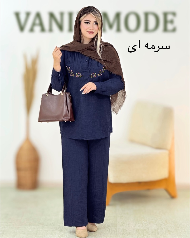 شومیز و شلوار گلدوزی گلدار شانتون کد i165