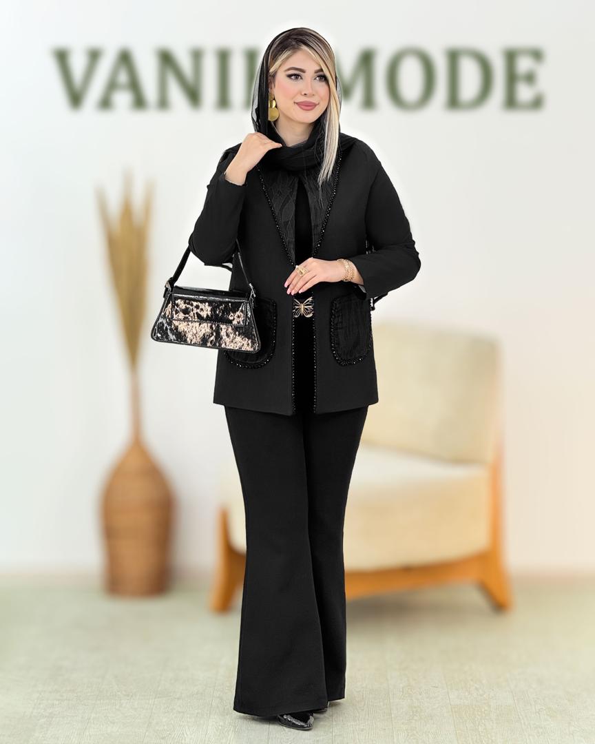 مانتو ژاکارد سنگ دوزی کد I118