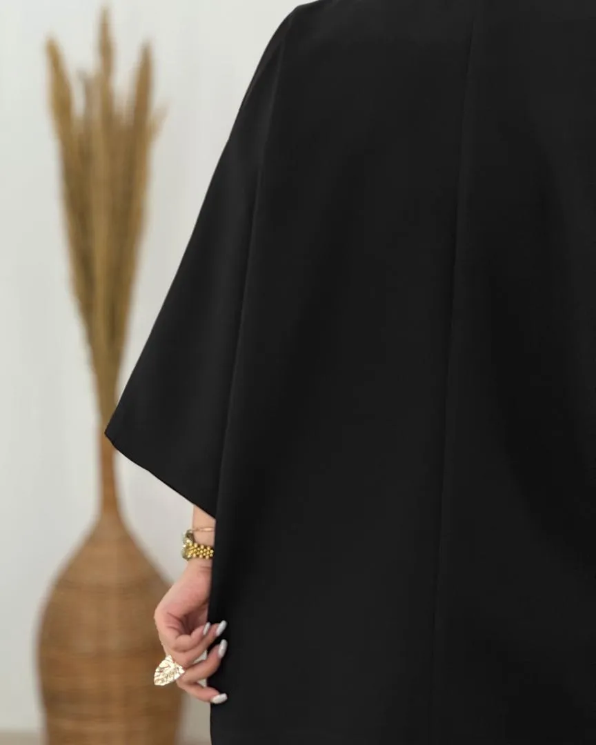 کت آستین سرخود مشکی دکمه نما کد h877