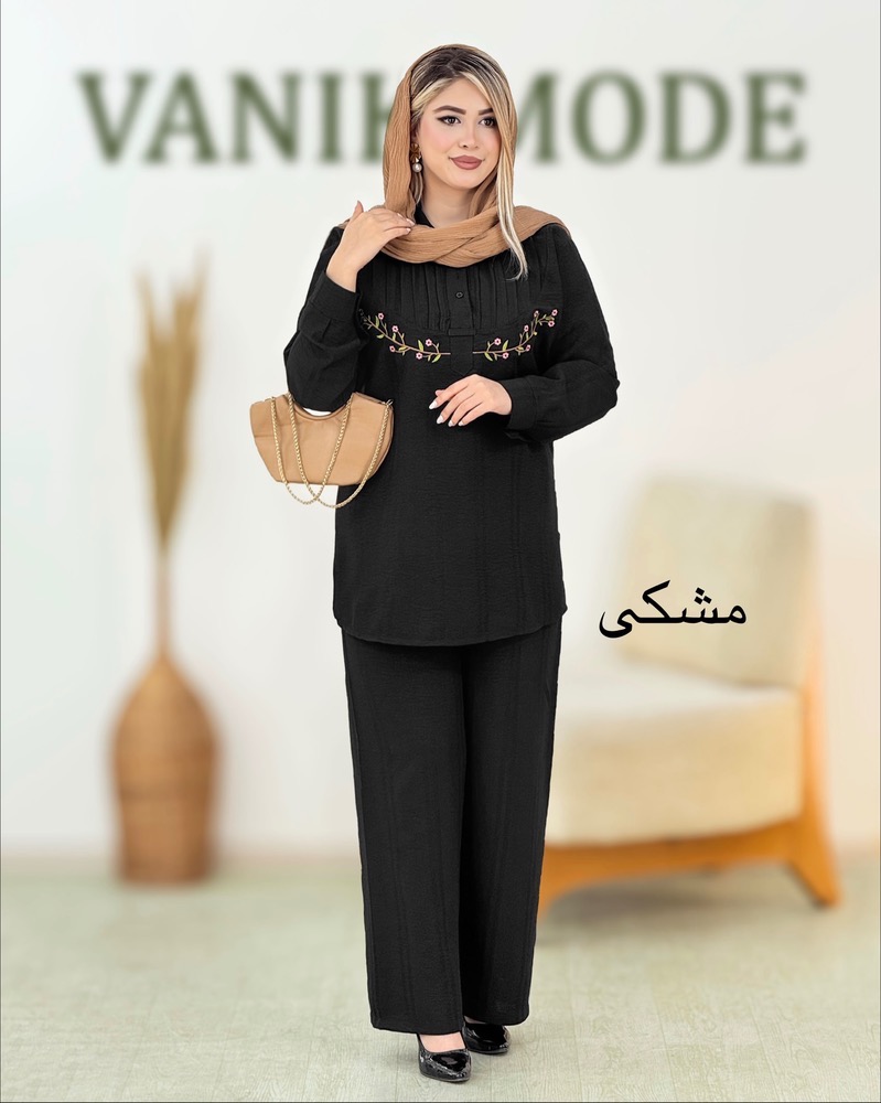 شومیز و شلوار گلدوزی گلدار شانتون کد i165