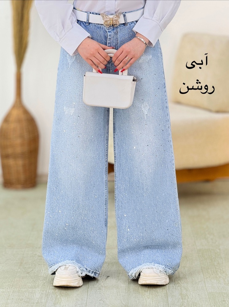 شلوار فول بگ نگین دار و ریش دار زنانه کد i086
