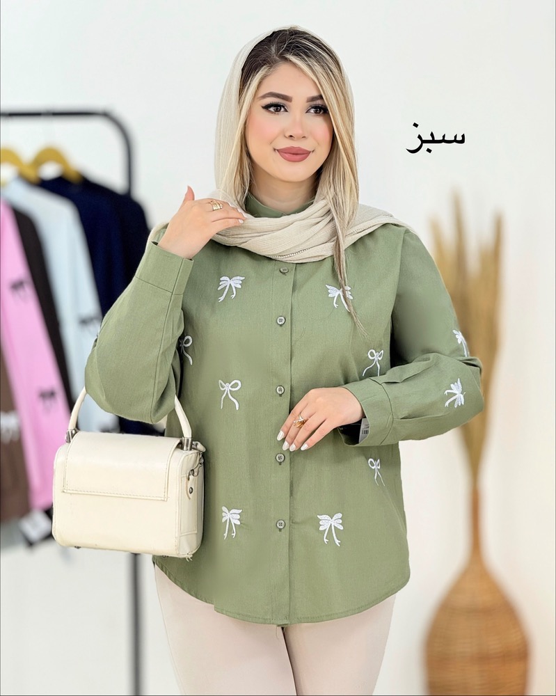 شومیز لینن گلدوزی پاپیون کد i200