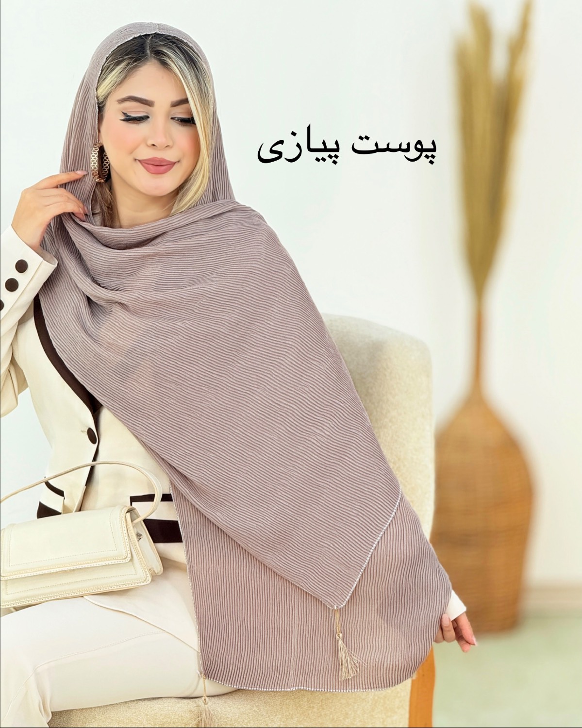 شال پلیسه منگوله دار دورلمه کد g500