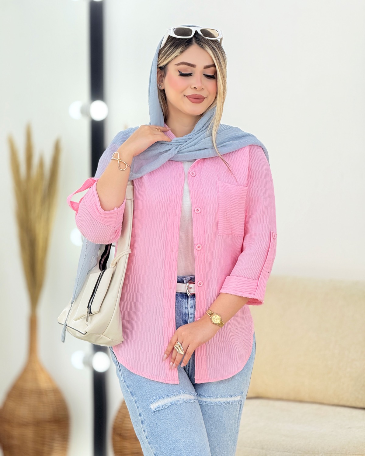 شومیز ینزی تک جیب رنگی کد i351