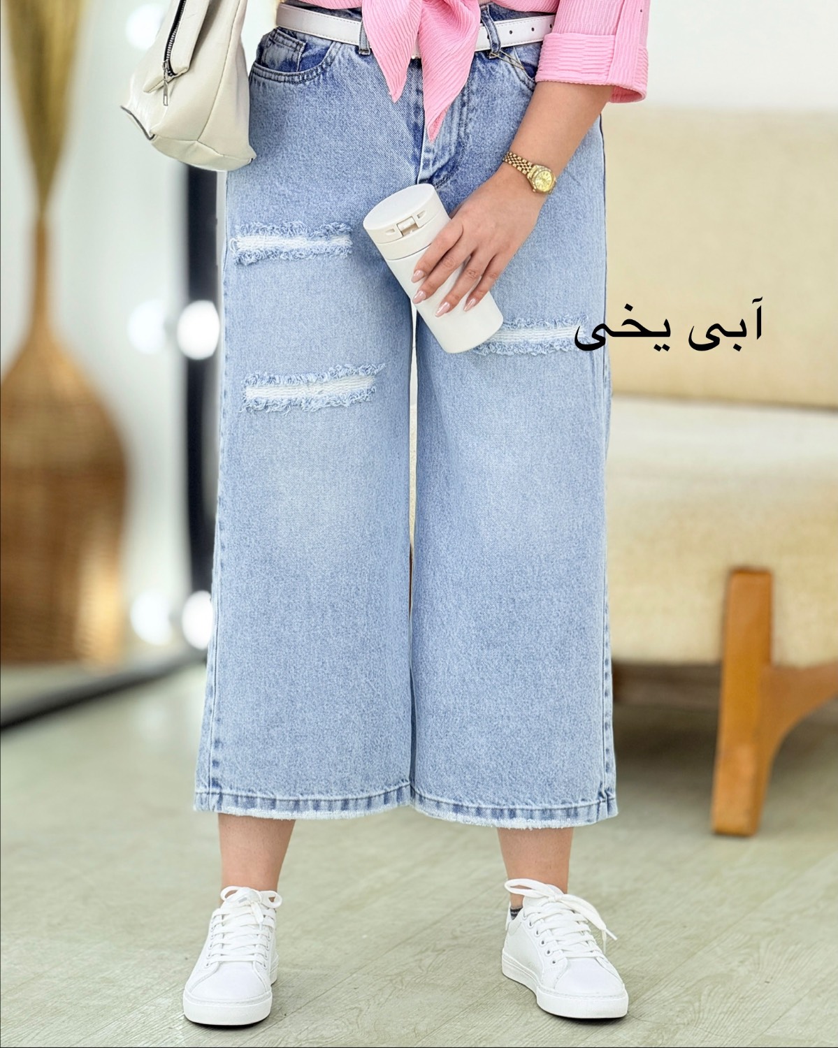 شلوار واید زاپدار کد h902