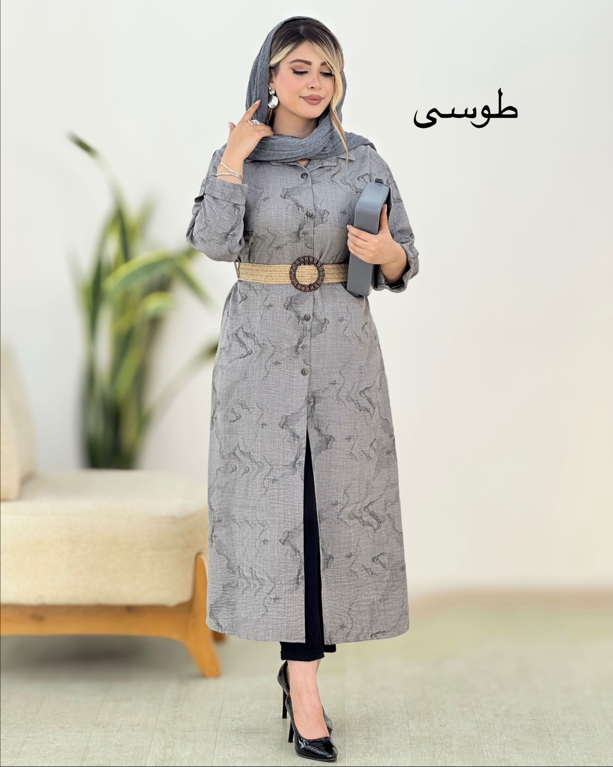 پیراهن مانتویی بلند گازوئیلی کد i410