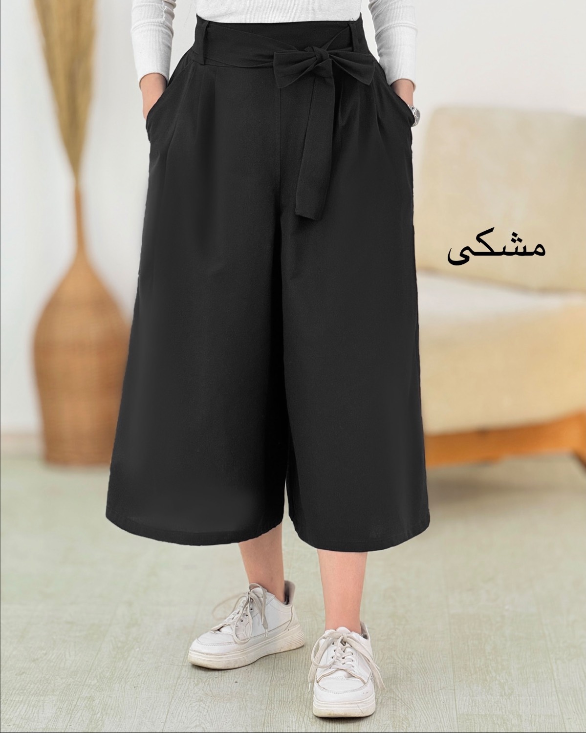 دامن شلواری لینن کمربنددار کد i330