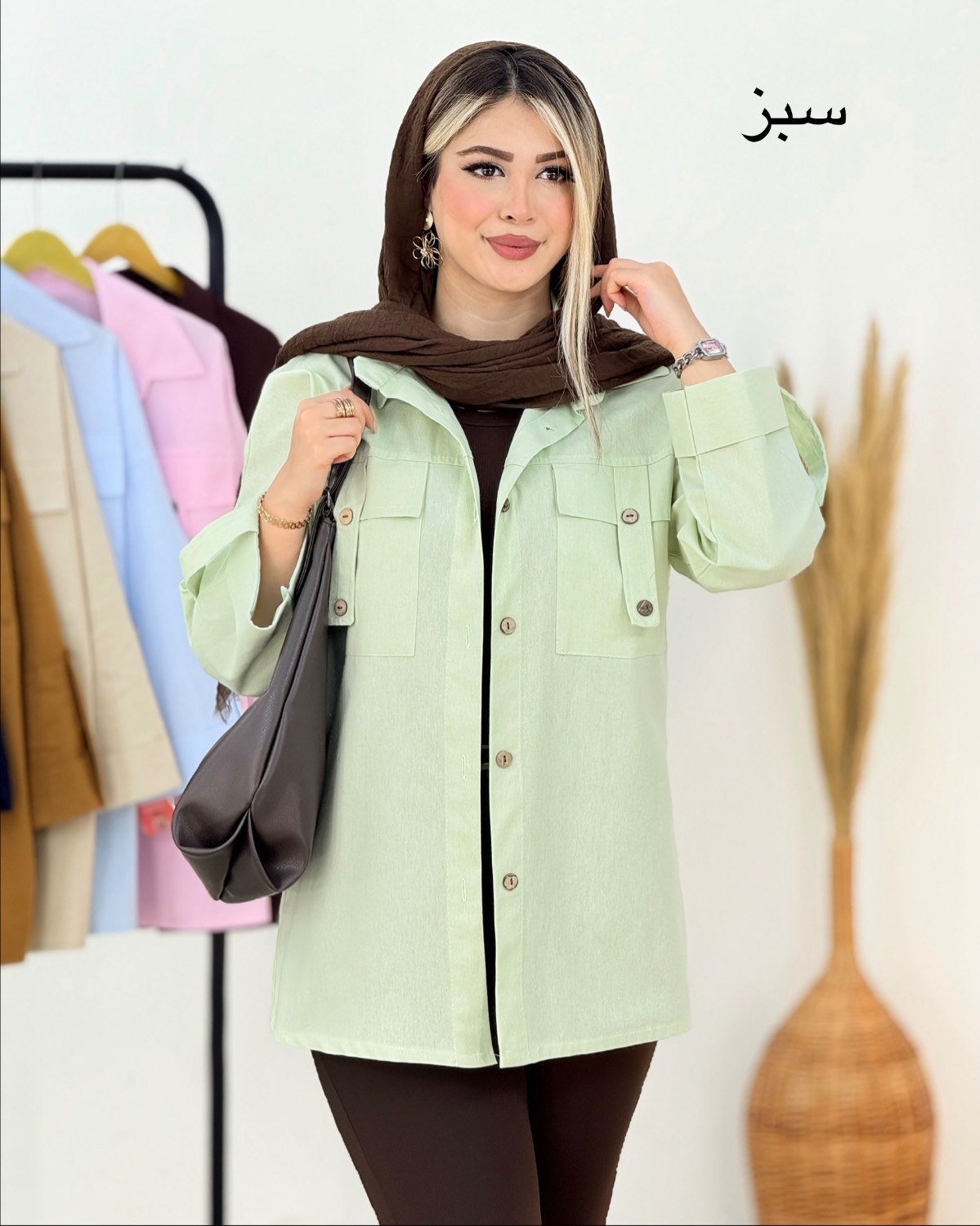 شومیز لینن آستین پاگون دار کد i311